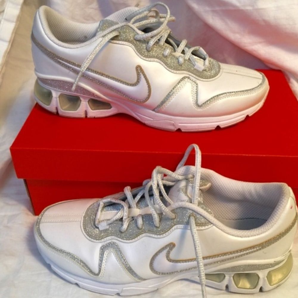 Nike air white and silver glitter